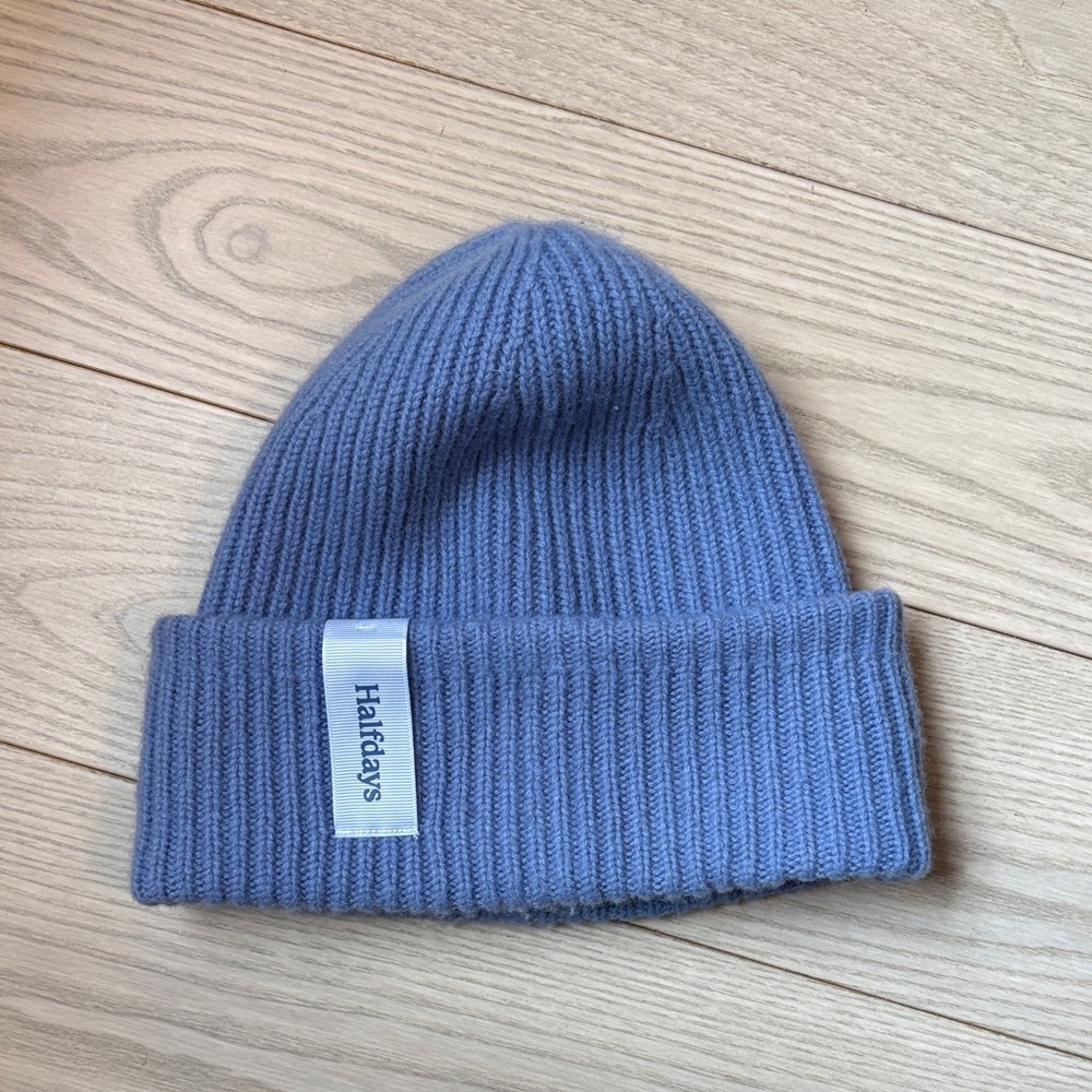Halfdays Ribbed Knit Beanie in Dusty Blue